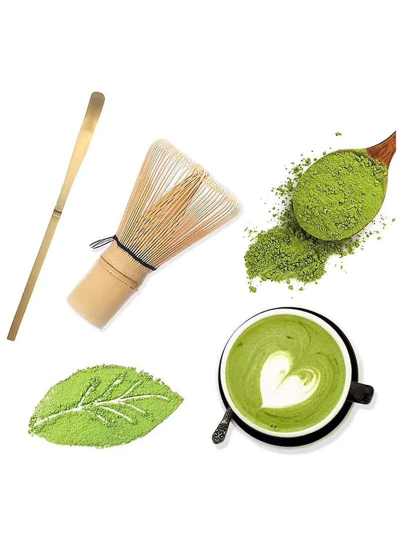 VIUAUAX 4-Piece Matcha Set,Matcha Tea Whisk Set,Matcha Whisk Set Bamboo Matcha Tools, Traditional Handmade Matcha Tea Tool Matcha Stirrer Kit Bamboo Spoon with Hook Matcha Brush Placeer Set, Matcha Whisk (Chasen) + Hooked Bamboo Spoon (Chashaku) + Teaspoon + Whisk Holder),for making a Traditional Cup of Japanese Matcha Tea - Image 3