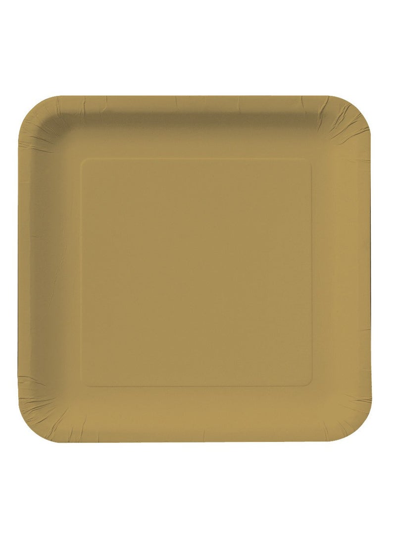CREATIVE CONVERTING Creative Converting Touch of Color 18 Count Square Paper Dinner Plates  Glittering Gold 
