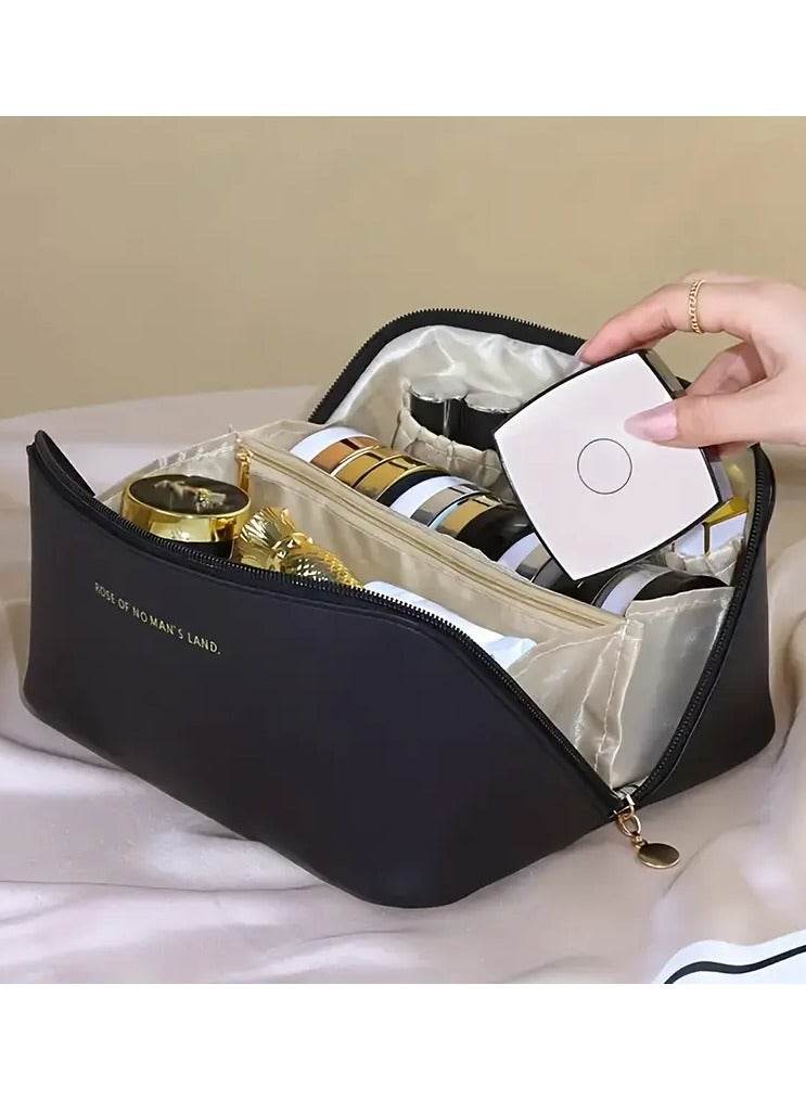 Rozino Fashion PU Pillow Cosmetic Bag Portable Travel Storage Bag Handbag Large Capacity Toiletry Bag Partition Classification Maternal And Child Shared Toiletry Storage Bag Christmas, Halloween, Thanksgiving Day Gift - Image 1