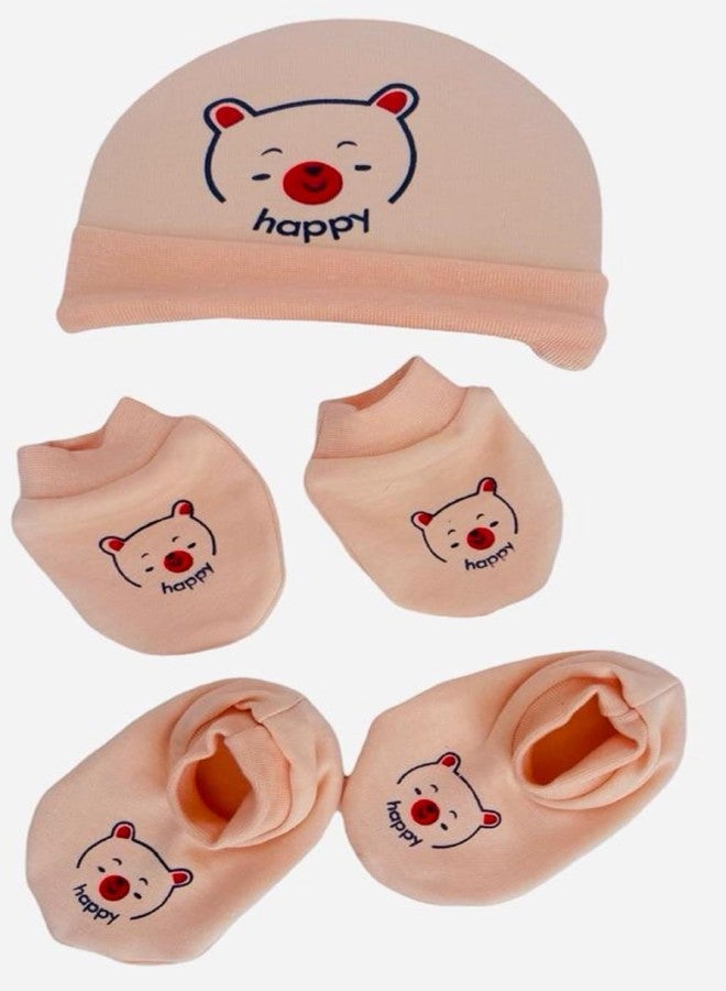 Hozzbun قفازات قطنية ناعمة مضلعة للأطفال حديثي الولادة من هوزبن، بنين وبنات، بتصميم دائري مبتسم، عبوة من 4 أزواج، مناسبة للأطفال من عمر 0-6 أشهر | هدية رائعة لحفلات استقبال المولود | طقم مريلة أطفال متعدد الألوان - Image 5