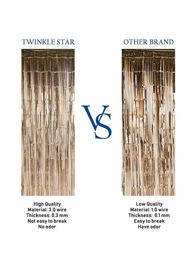 Twinkle Star 2 Pack Photo Booth Backdrop Foil Curtain Tinsel Backdrop Environmental Background for Birthday Party, Wedding, Graduation, Christmas Decorations (Champagne) - Image 2