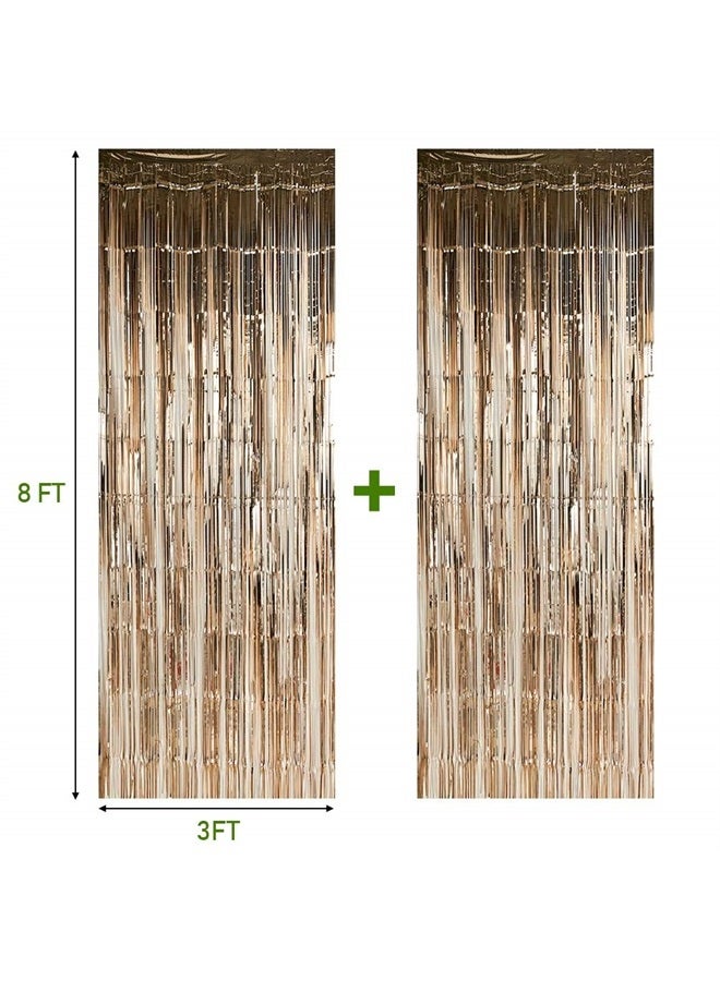 Twinkle Star 2 Pack Photo Booth Backdrop Foil Curtain Tinsel Backdrop Environmental Background for Birthday Party, Wedding, Graduation, Christmas Decorations (Champagne) - Image 3