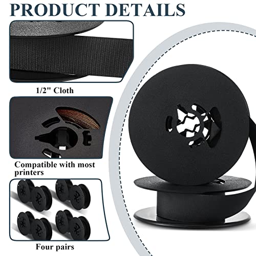 Seajan 4 Pairs Universal Dual Shaft Typewriter Ribbon Vintage Typewriter Ribbon, 1/2 Cloth for Most Machines(Black) - Image 3