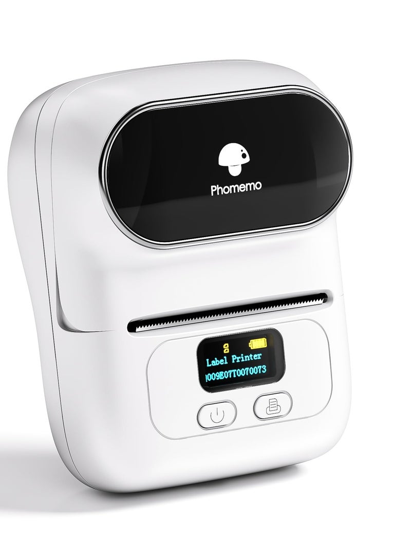 فوميمو طابعة ملصقات Phomemo-M110 - ماكينة صنع ملصقات حرارية بلوتوث محمولة تنطبق على وضع العلامات على كابل مكتب الشحن والباركود للبيع بالتجزئة والمزيد مع لفة ملصقات مقاس 1 40 × 30 مم باللون الأبيض - Image 1