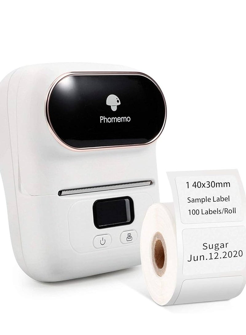 فوميمو طابعة ملصقات Phomemo-M110 - ماكينة صنع ملصقات حرارية بلوتوث محمولة تنطبق على وضع العلامات على كابل مكتب الشحن والباركود للبيع بالتجزئة والمزيد مع لفة ملصقات مقاس 1 40 × 30 مم باللون الأبيض - Image 3