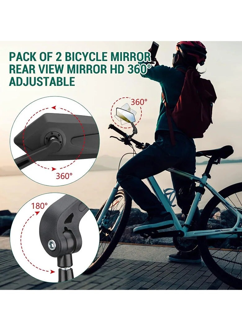 AL RAID 2 Pieces Bike Rear View Mirror Reflector Adjustable Rotatable Handlebar Mirror Clear Rearview Electric Scooter Cycling Bicycle Accessories for Mountain Road Bike - Image 3