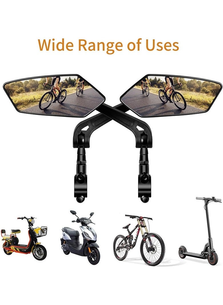 AL RAID 2 Pieces Bike Rear View Mirror Reflector Adjustable Rotatable Handlebar Mirror Clear Rearview Electric Scooter Cycling Bicycle Accessories for Mountain Road Bike - Image 2