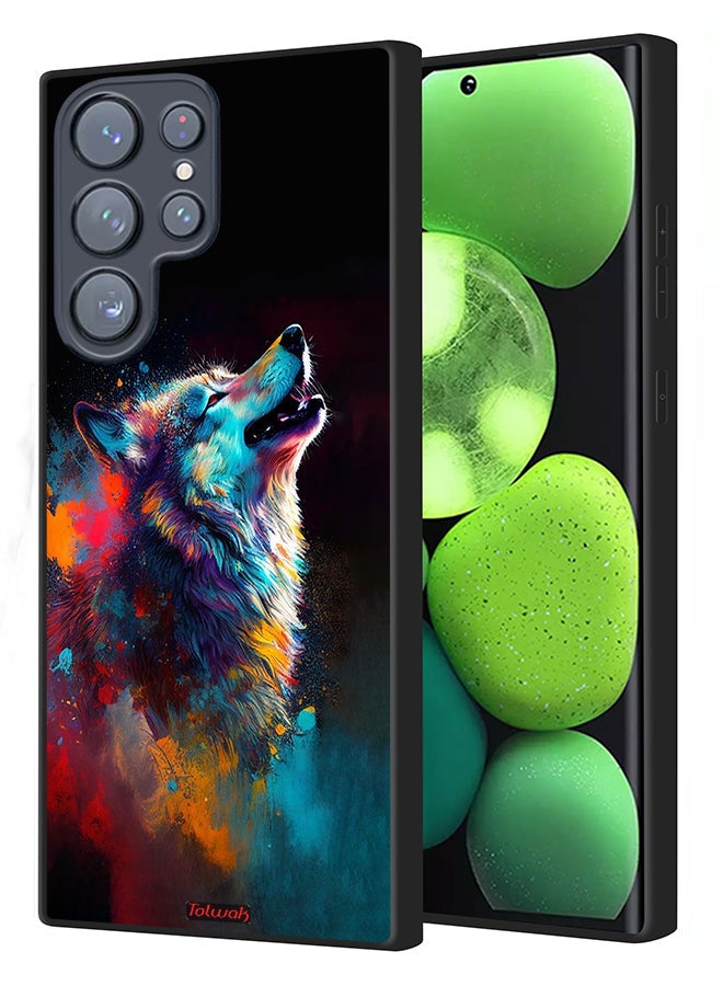 Tolwak Samsung Galaxy S23 Ultra 5G Protective Case Cover Wolf Colorful Art - Image 1