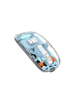 Wireless Bluetooth5.1&2.4G Mini Lightweight Mouse,Transparent Clear Cool,Rechargeable Silent Computer Mice,Nano USB C Receiver,LED Battery Magic Silm for Office/PC/Mac/Laptop/Apple