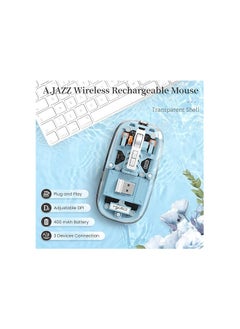 WIRELESS Wireless Bluetooth5.1&2.4G Mini Lightweight Mouse,Transparent Clear Cool,Rechargeable Silent Computer Mice,Nano USB C Receiver,LED Battery Magic Silm for Office/PC/Mac/Laptop/Apple  - Image 2