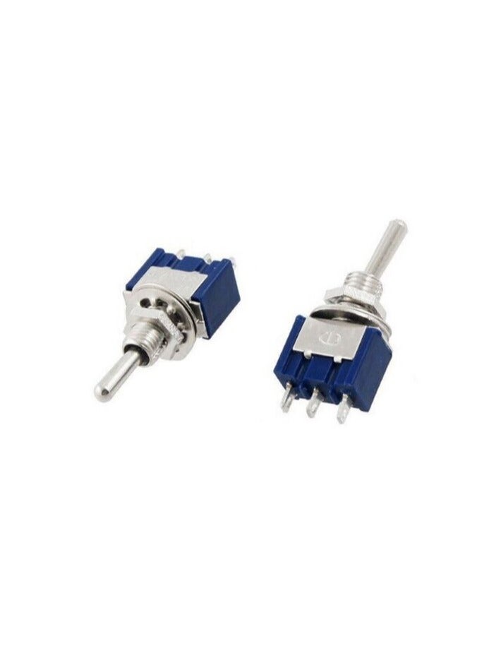 KNP KNP MTS 103 Blue Toggle Switch is a high quality three position switch designed for various electronic applications With its distinctive blue color and robust construction this switch allows for reliable control over electrical circuits featuring an ON-OFF-ON configuration for versatile functionality.  - Image 3