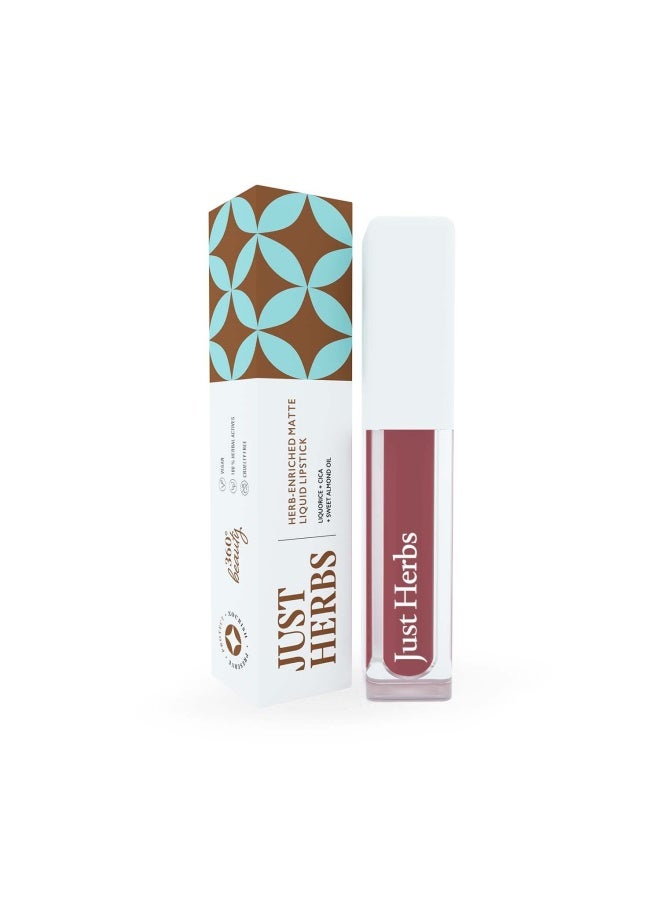 Just Herbs Herb-Enriched Matte Liquid Lipstick | Hydrating, Long-Lasting Wear | Vegan, Smudge-Proof Formula | Rich Pigment & Comfortable Finish - Image 1