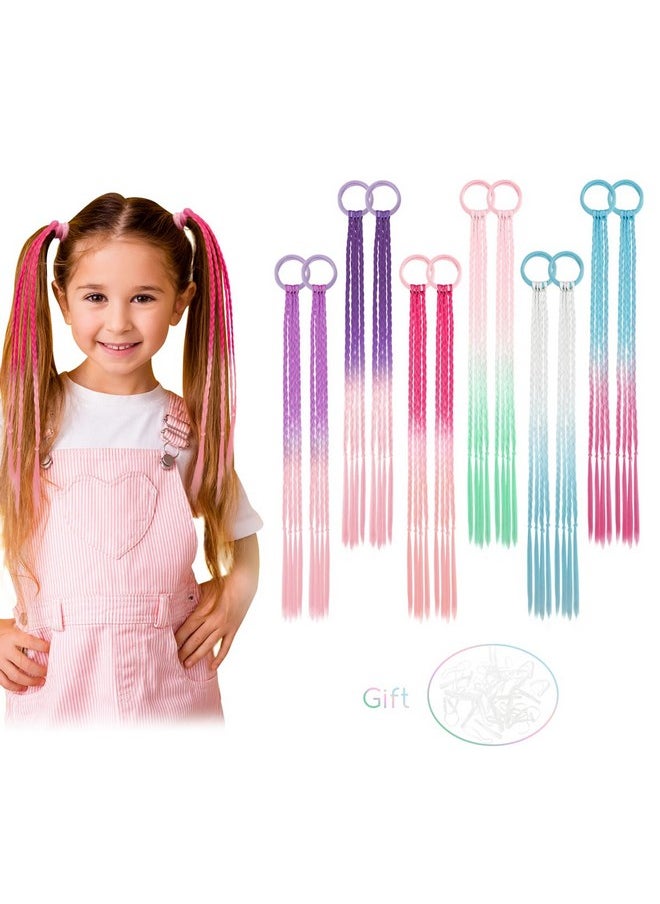 Dreamlover Colored Hair Extensions For Kids, Braided Ponytail Extension, Hair Accessories For Girls, Crazy Hair Day Accessories, 12 Pieces  - Image 1