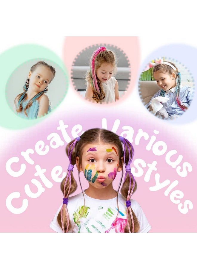 Dreamlover Colored Hair Extensions For Kids, Braided Ponytail Extension, Hair Accessories For Girls, Crazy Hair Day Accessories, 12 Pieces  - Image 4