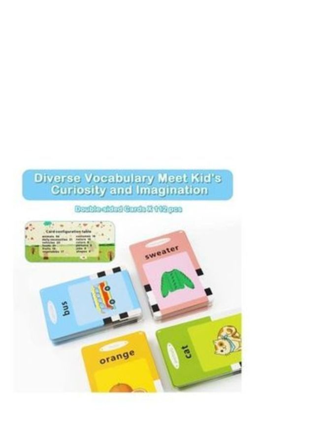 Topcolor Educational Toy for Kids Listen and Learn Literacy Audible Flash Cards for Toddlers 1-6 Years Old Boys Girls Flashcards Device with 112 pcs  - Image 2