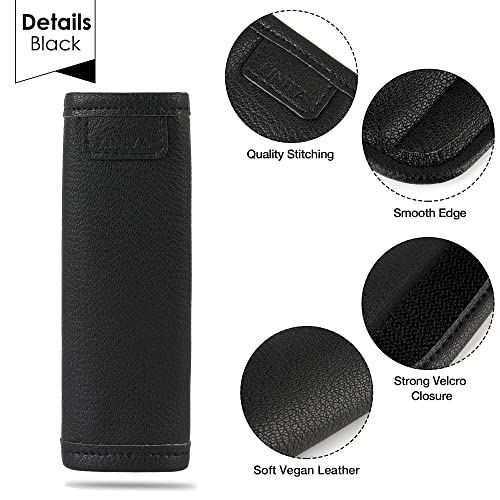 KINIVA 2 Pack Set Black Vegan Leather Luggage Handle Wraps, Luggage Identifiers Tags Markers for Suitcase, Travel Accessories - Image 3