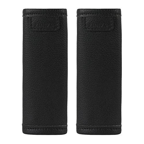 KINIVA 2 Pack Set Black Vegan Leather Luggage Handle Wraps, Luggage Identifiers Tags Markers for Suitcase, Travel Accessories - Image 1