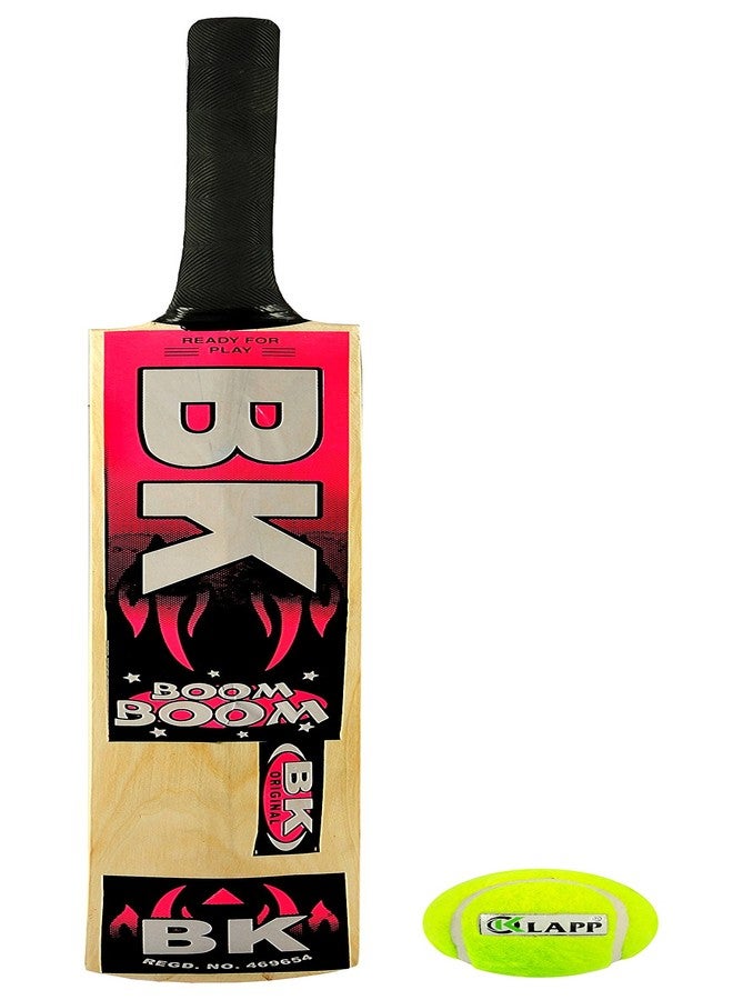Klapp BK Boom-Boom Popular Willow Cricket Bat with Klapp Tennis Ball,Size 7, Cricket Kit (Black) - Image 1