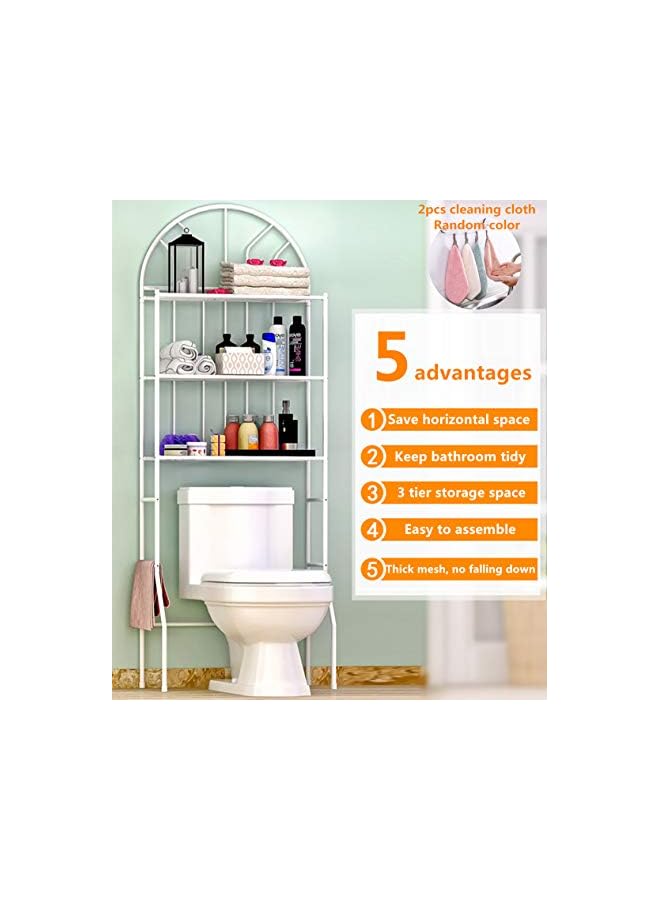 راكسوم رف تخزين المرحاض وحدة رفوف المرحاض المعدنية منظم رف تخزين الحمام 3 طبقات بيضاء لتوفير المساحة للحمام وغسالة المرحاض 65 × 34 × 117 سم - Image 5