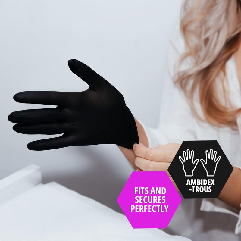 Medpride Black Nitrile Medical Examination Gloves (X-Large, 100-Count) Ultra-Strong Thick, Latex & Rubber Free, Disposable Powder-Free Gloves for Healthcare & Food Handling Use - Image 3