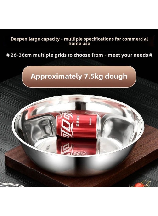 Stainless Steel Household Special Basin With Lid For Deepening Thickening Baking Salad Eggs And Rubbing Hair Basin Salad Basin-Specification:With Cover -Color:34cm  - Image 5
