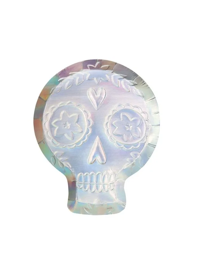 Meri Meri Holographic Sugar Skull Plates 20 x 24cm