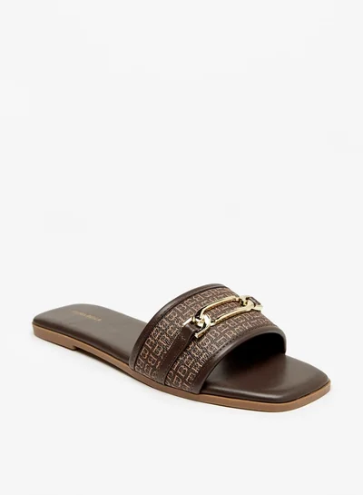 فلورا بيلا من شو إكسبرس Womens Monogram Print Slip-On Flat Sandals
