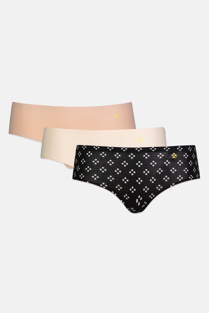 Chinese Laundry Women 3 Pieces Brand Logo Lasercut Panty, Multicolor - Image 1