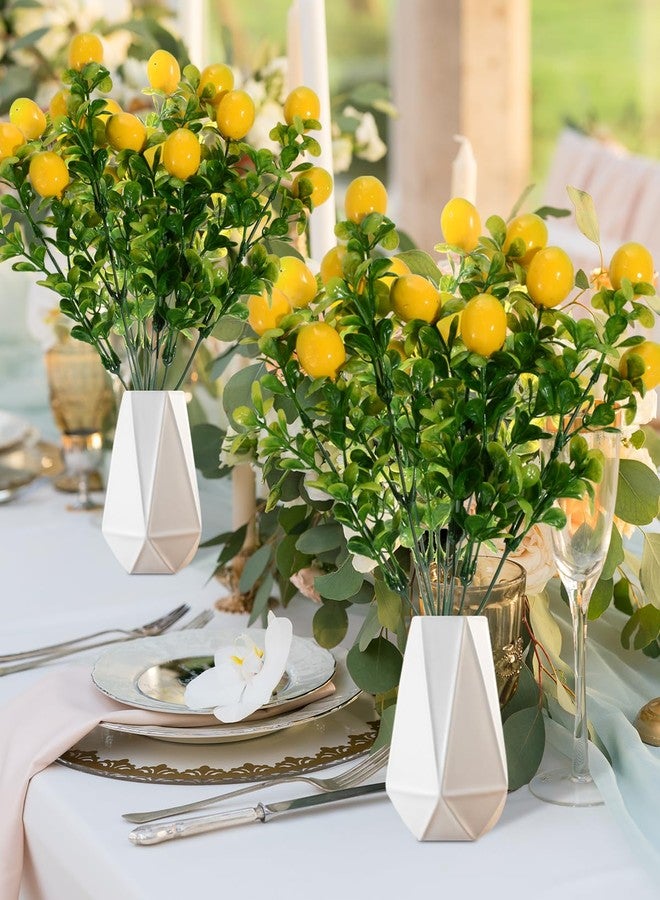 Liobelon 2 Pieces Artificial Lemon Branches, Mini Artificial Lemons Stems for Vase Simulation Flowers, Lemon Picks Floral, Artificial Lemon Cane Vine Table Centerpiece Bridal Arrangements Decorations - Image 2