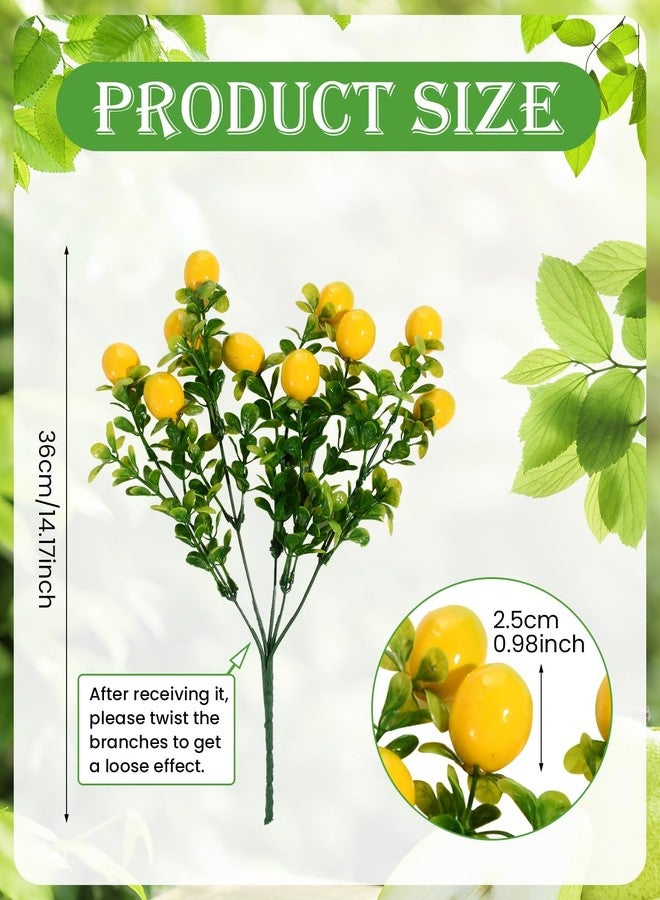 Liobelon 2 Pieces Artificial Lemon Branches, Mini Artificial Lemons Stems for Vase Simulation Flowers, Lemon Picks Floral, Artificial Lemon Cane Vine Table Centerpiece Bridal Arrangements Decorations - Image 3