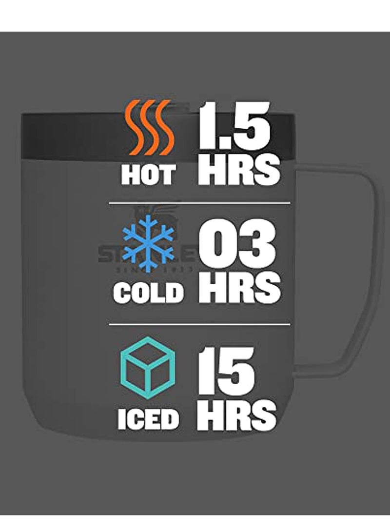 ستانلي كوب Stanley Everyday Camp سعة 12 أونصة مع غطاء معزول من الفولاذ المقاوم للصدأ وخالٍ من مادة BPA، مثالي للمشروبات الساخنة والباردة والقهوة والشاي والمغامرات الخارجية - Image 4