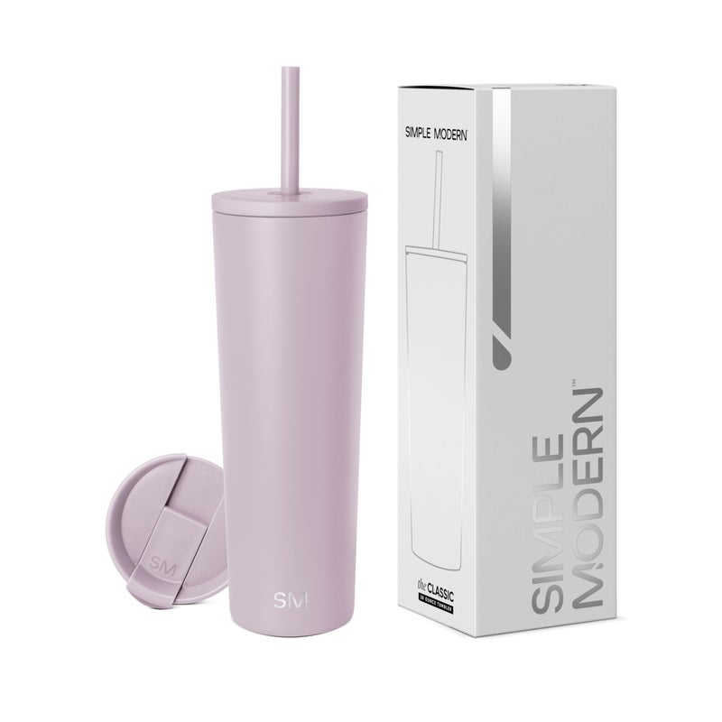 Simple Modern Insulated Tumbler with Lid and Straw | Iced Coffee Cup Reusable Stainless Steel Water Bottle Travel Mug | Gifts for Women Men Her Him | Classic Collection | 28oz | Lavender Mist - Image 1