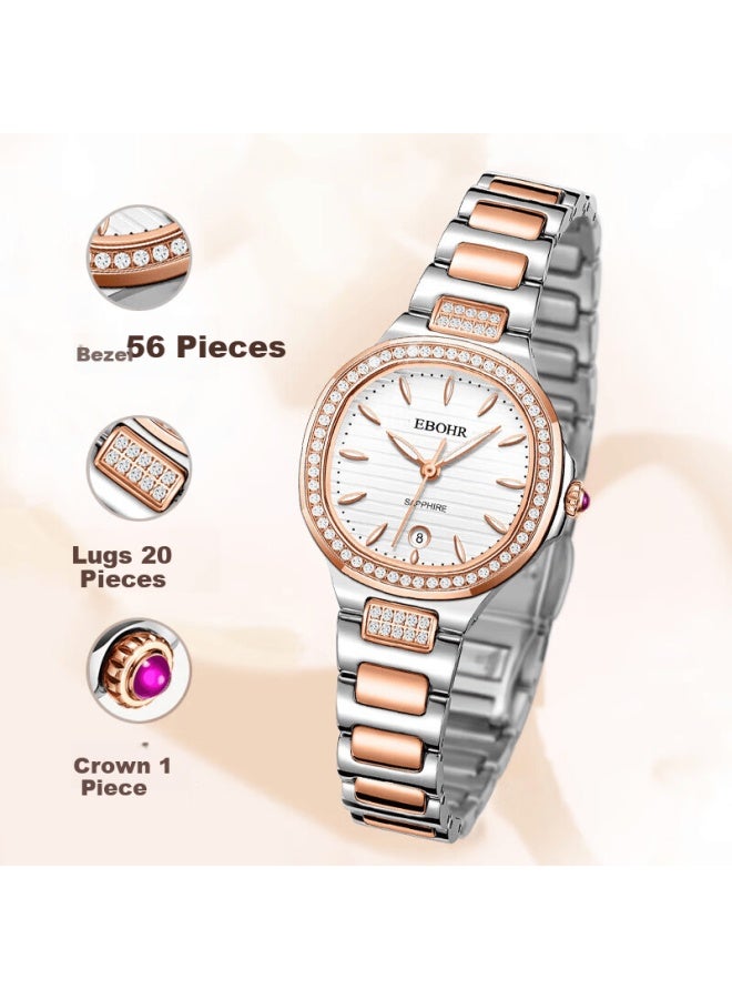 Ebohr Women's Watch Diamond Inlaid Luxury Niche Quartz Steel Band Ladies Watch Brand Valentine's Day Birthday Gift - Image 2