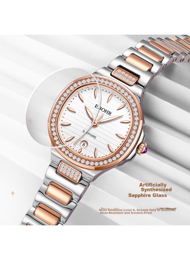 Ebohr Women's Watch Diamond Inlaid Luxury Niche Quartz Steel Band Ladies Watch Brand Valentine's Day Birthday Gift - Image 4