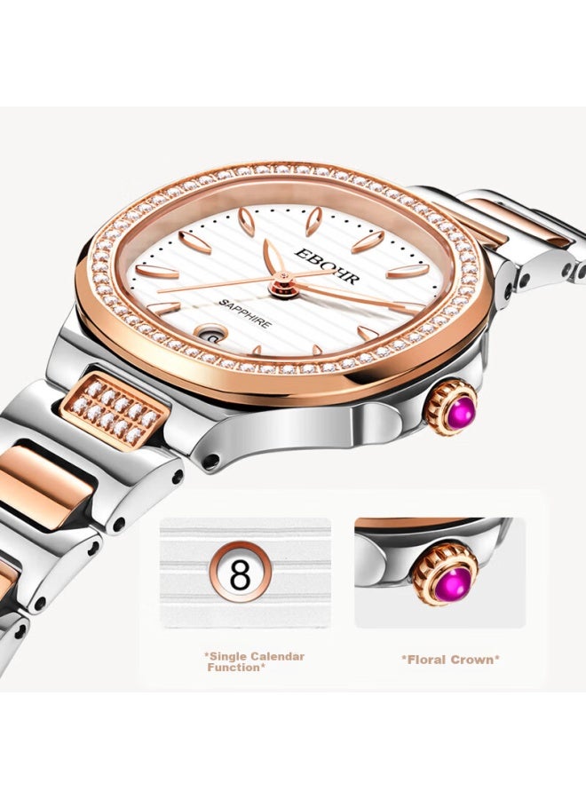 Ebohr Women's Watch Diamond Inlaid Luxury Niche Quartz Steel Band Ladies Watch Brand Valentine's Day Birthday Gift - Image 5