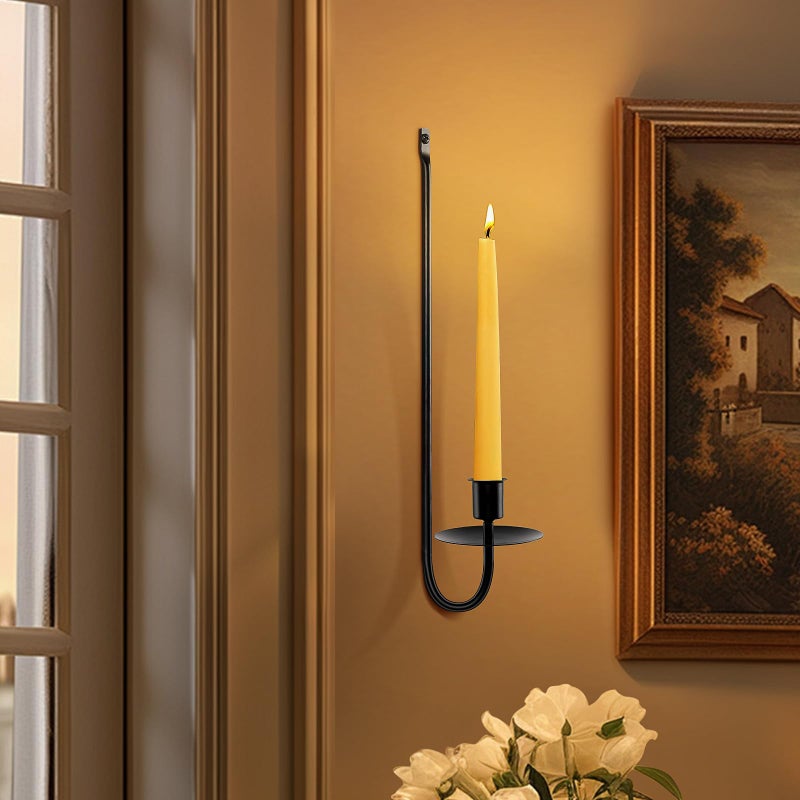 XAROO Candle Sconces Set of 2, Taper & Pillar Wall Candle Holder, 13.2 Inch Black Wall Sconces Set of Two, Decor for Entryway, Stair Corner, Living Room, Gifts for Men Women Mom or Dad - Image 2