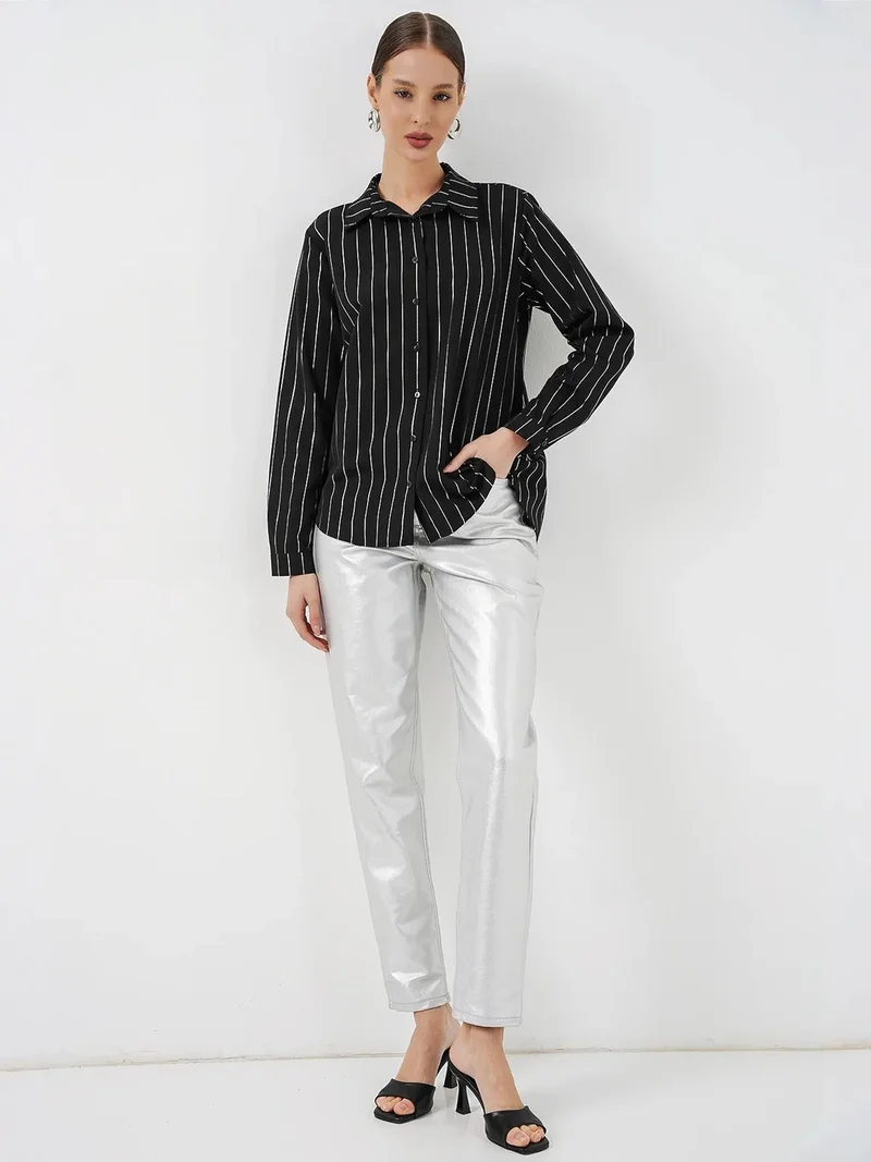 بيغ دارت BDART Oversized Striped Button-Up Shirt