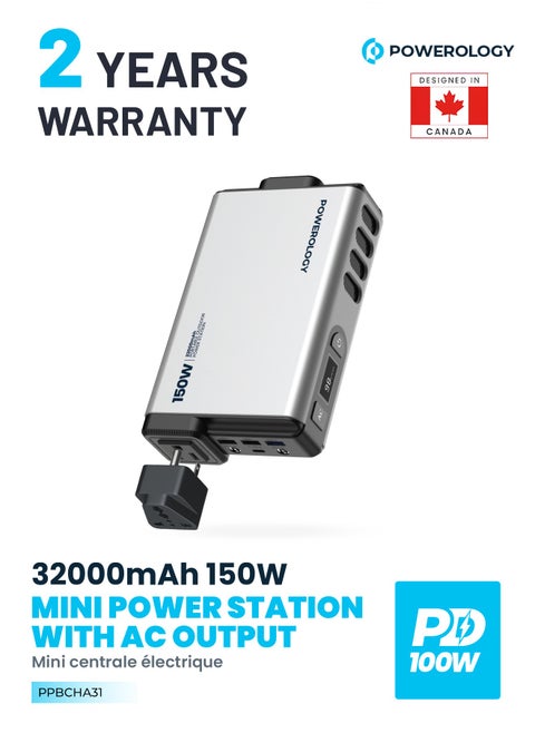 Mini Power Station with AC Output 150W 32000mAh PD 100W - Grey