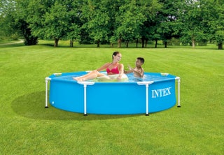 Intex 8 Foot x 20 Inch Round Metal Frame Above Ground Swimming Pool with Reinforced Sidewalls, Blue 244x51cm - view 2