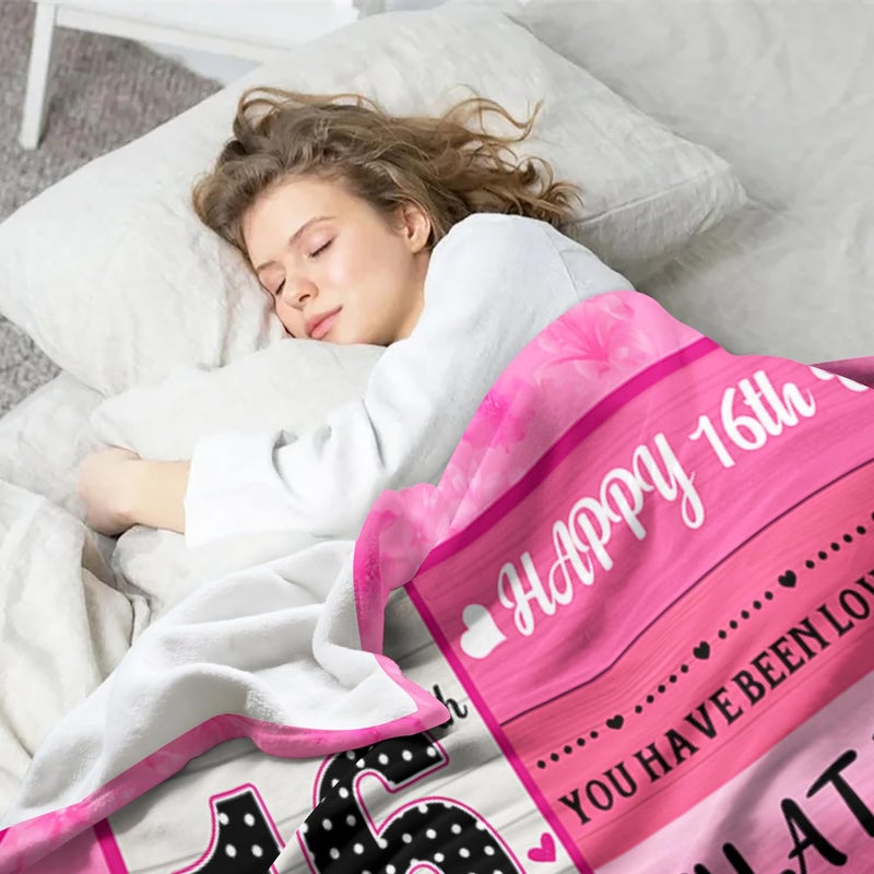 PVDSAVE 16th Birthday Gifts for Girls - Sweet 16 Gifts for Girl - 16 Birthday Decorations for Girls - Sixteen YR Bday Gift for Girl Daughter Granddaughter Niece Sister Ideas Blanket 50"x60" - Image 3