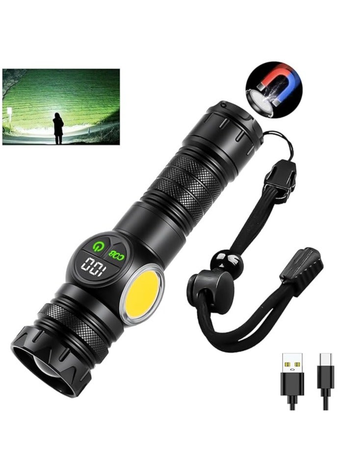 general High Lumen Flashlight, Rechargeable Flashlight with COB Side Light, Super Bright 3500 Lumen Flashlight, Digital Energy Display Magnetic Flashlight, Outdoor - Image 1