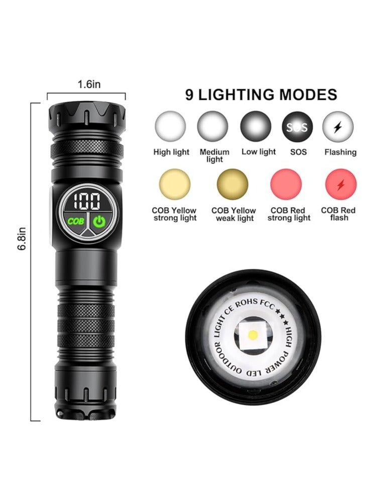 general High Lumen Flashlight, Rechargeable Flashlight with COB Side Light, Super Bright 3500 Lumen Flashlight, Digital Energy Display Magnetic Flashlight, Outdoor - Image 3