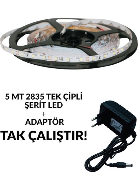 5 Meters Single Chip Indoor LED Strip + Adapter Set Daylight