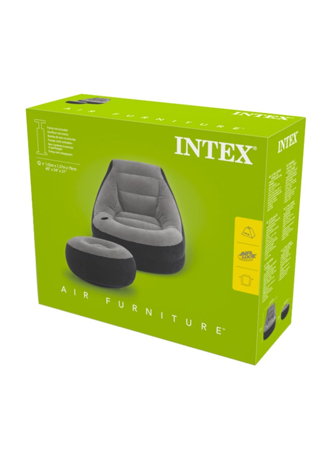 Ultra Lounge Living Room Air Furniture Inflatable Sofa Set With Ottoman Footrest Grey/Black 102x137x79cm - Image 5