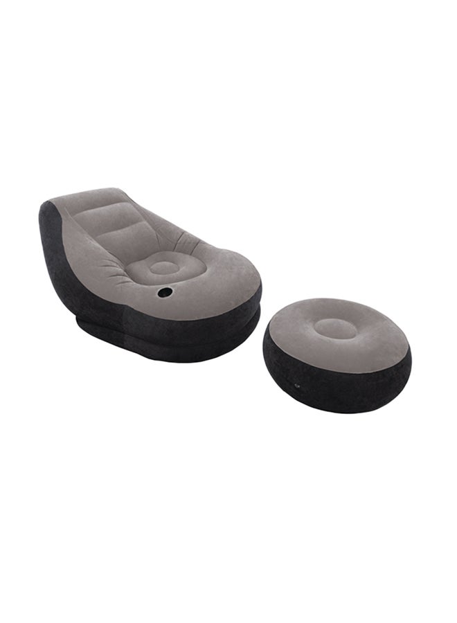 Ultra Lounge Living Room Air Furniture Inflatable Sofa Set With Ottoman Footrest Grey/Black 102x137x79cm - Image 1