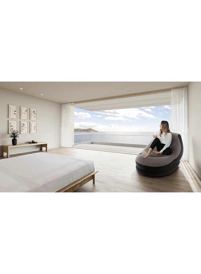 Ultra Lounge Living Room Air Furniture Inflatable Sofa Set With Ottoman Footrest Grey/Black 102x137x79cm - Image 3