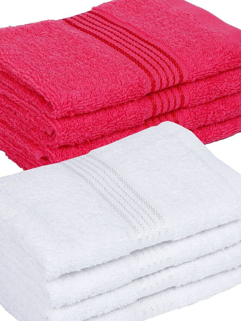 KOPA Quick Dry 100% Cotton Soft Terry Towel -8pc Face Towel (d'ross) | Quick Dry 100% Cotton | Super Absorbent, Lightweight, Odour Free - for Men, Women, Kids Solid-Pink/White - Image 4