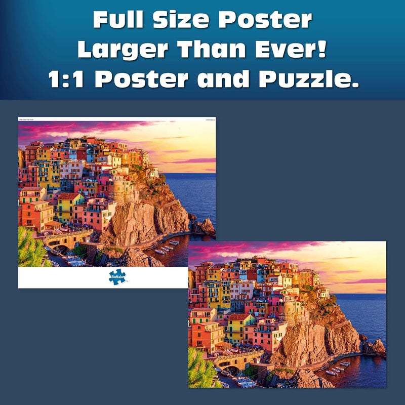 Buffalo Games - Sapphire Select - Cinque Terre Sunset - 1000 Piece Jigsaw Puzzle â€“ Challenging & Fun â€“ Blue Core Puzzle Board â€“ Giftable Display Box - Full Size Poster Included - Image 3