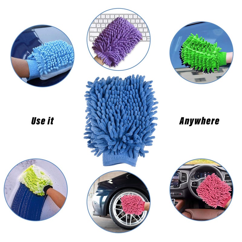 Kuber Industries Kuber Industries Chenille Mitts|Microfiber Cleaning Gloves|Inside Waterproof Cloth Gloves|100 Gram Weighted Hand Duster|Hand Chenille Gloves For Car|Glass (Blue) - Image 5