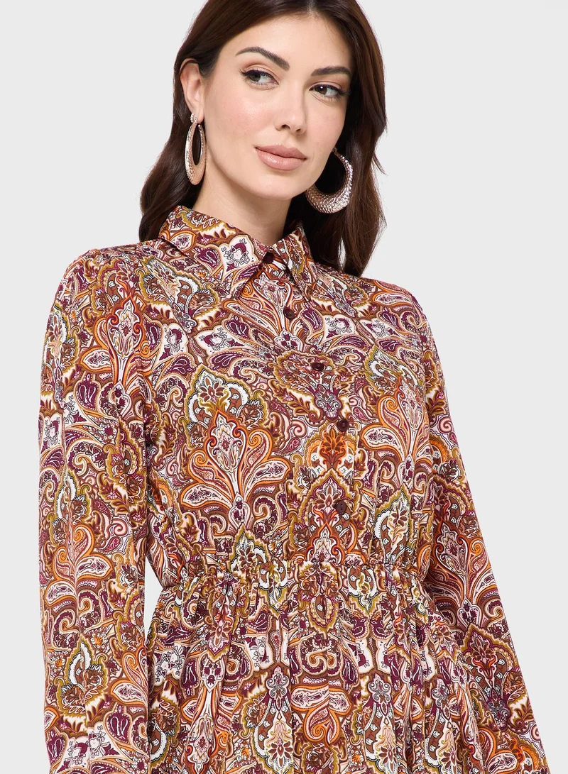 boohoo Paisley Print Tiered Dress